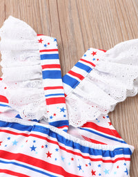 Kids Summer Sleeveless Firework Flag Dress
