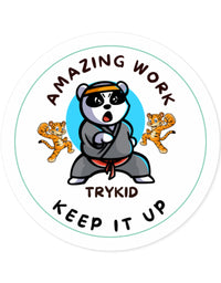 Panda Tigers Round Stickers by TryKid: Bring Playful Magic Indoors and Outdoors with Amazing Artwork – Stick Around for the Fun!
