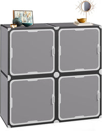 NeuType Cube Storage With Door 4 Cube Storage Racks Multi-functional Storage Cube Storage Racks Closet Storage Racks Bookshelves Toy Storage Cabinets, Dark Gray - TryKid
