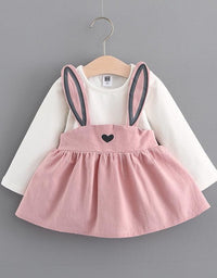 2021 autumn new Korean children's clothing, girls cute rabbit dress, baby baby princess dress 916 - TryKid
