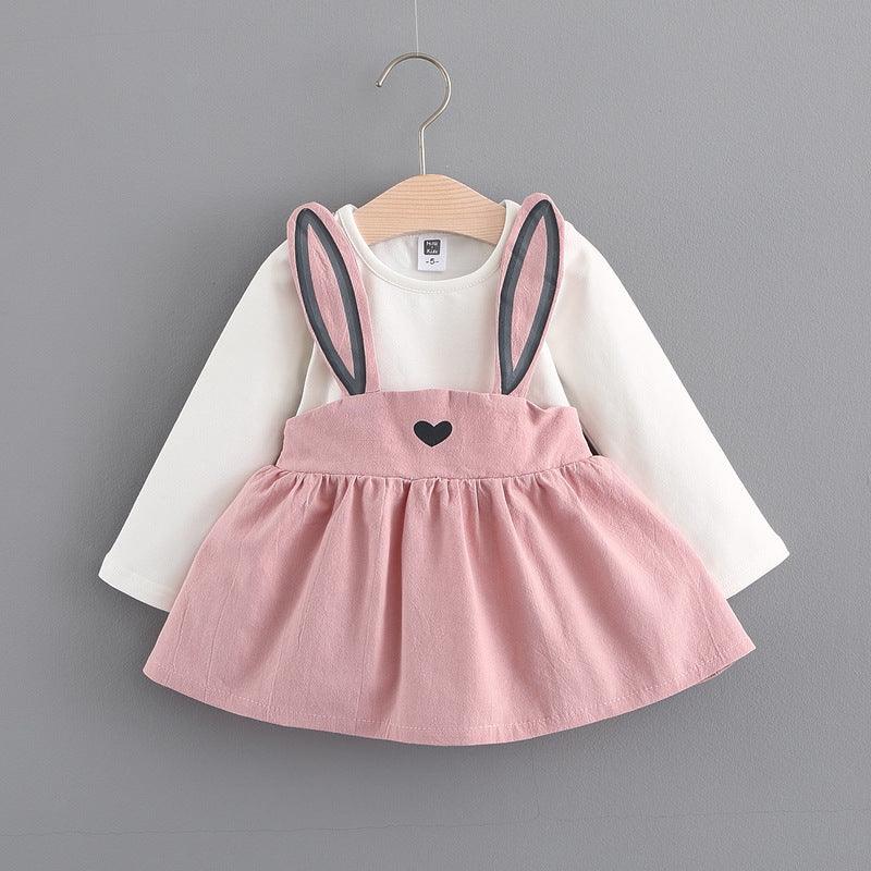 2021 autumn new Korean children's clothing, girls cute rabbit dress, baby baby princess dress 916 - TryKid