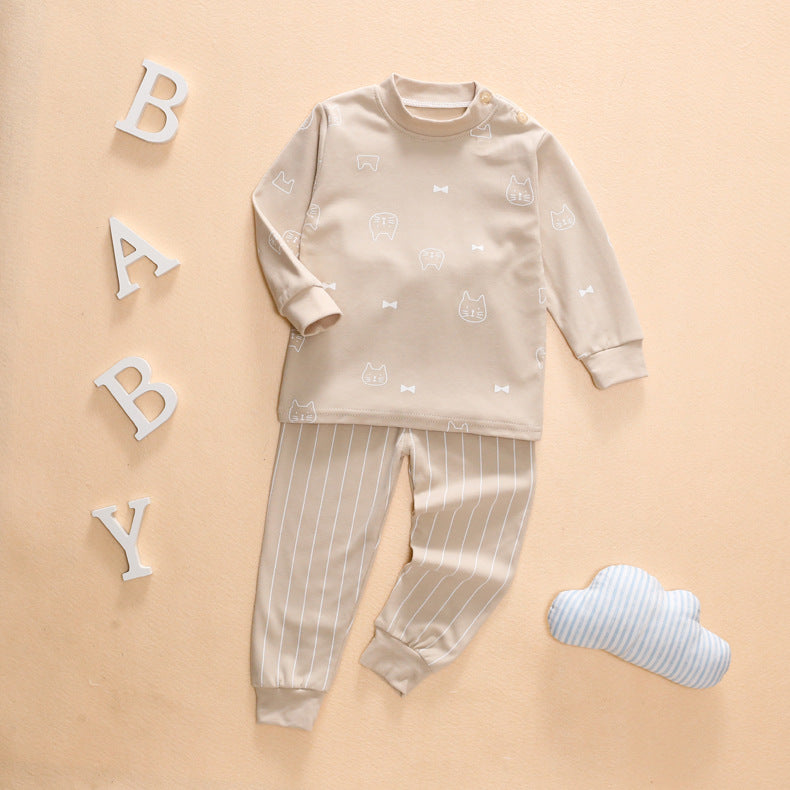 New Retro children underwear set cotton baby long johns clothing two sets of children Home Furnishing baby - TryKid