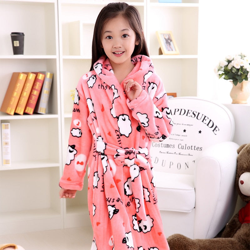 Plus velvet long sleeve children bathrobe - TryKid