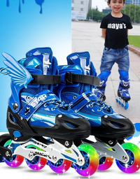 New Boy Girl Children Inline Skates Adjustable Size Flashing Roller Skating Boots for Kids - TryKid
