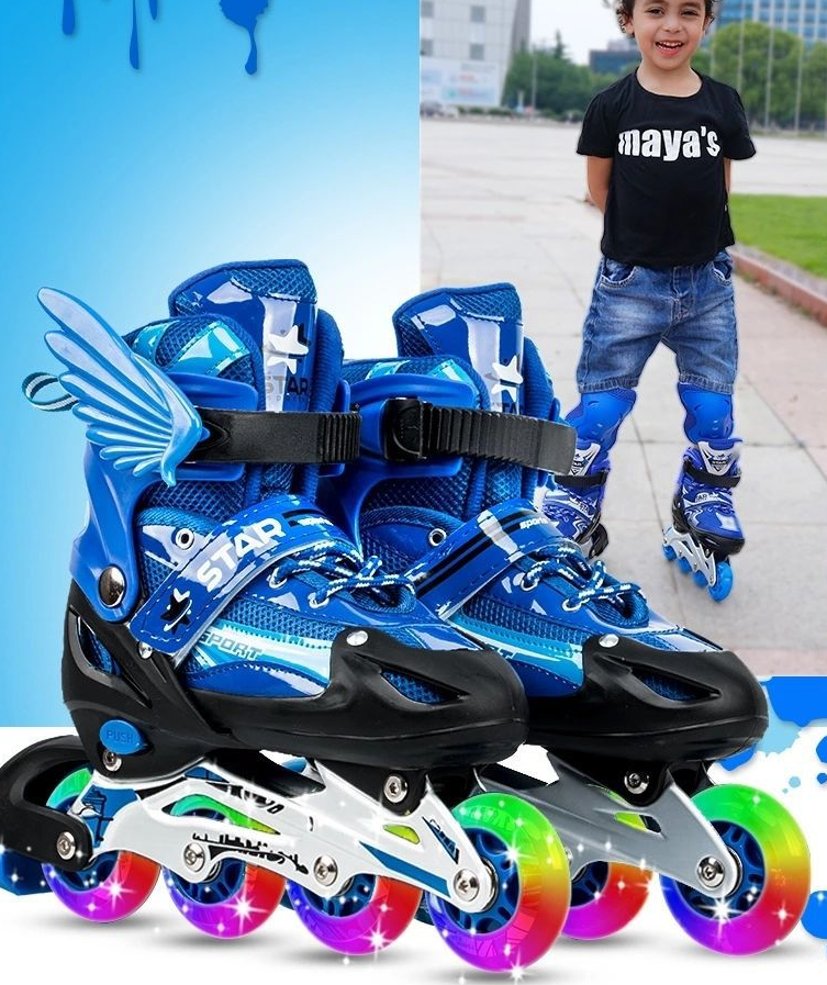 New Boy Girl Children Inline Skates Adjustable Size Flashing Roller Skating Boots for Kids - TryKid