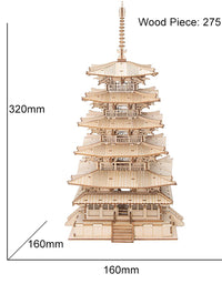 Robotime Five-storied Pagoda 3D Wooden Puzzle Toys For Children Kids Birthday Christmas Gift Home Decoration TGN02 Dropshipping - TryKid
