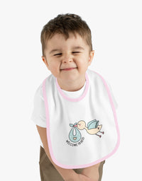 Adorable Baby Contrast Trim Jersey Bib with Exclusive TryKid Logo and Charming Bird Design - A Stylish and Practical Essential for Mess-Free Meals
