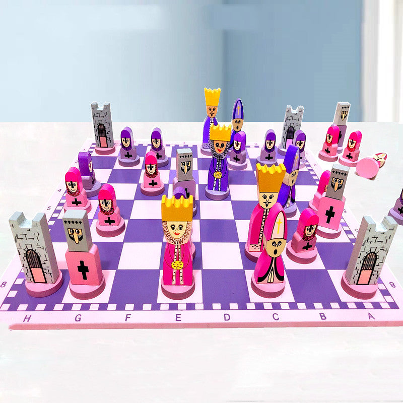 Children's Chess Solid Wooden Doll Puzzle Chess Toy - TryKid