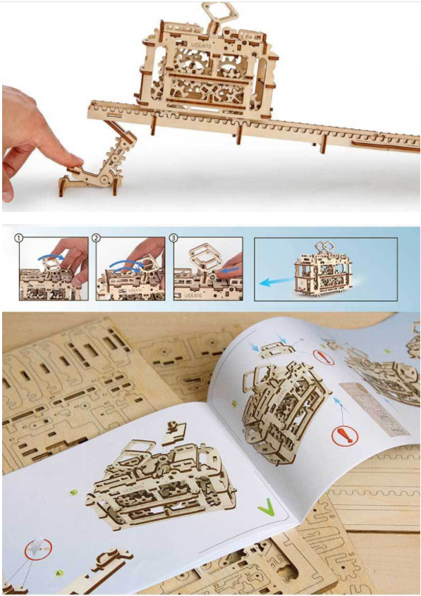 DIY 154pcs Wooden Streetcar Mechanical Transmission Model Assembly Puzzle Toy For kids Education gift - TryKid