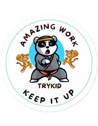 Panda Tigers Round Stickers by TryKid: Bring Playful Magic Indoors and Outdoors with Amazing Artwork – Stick Around for the Fun!
