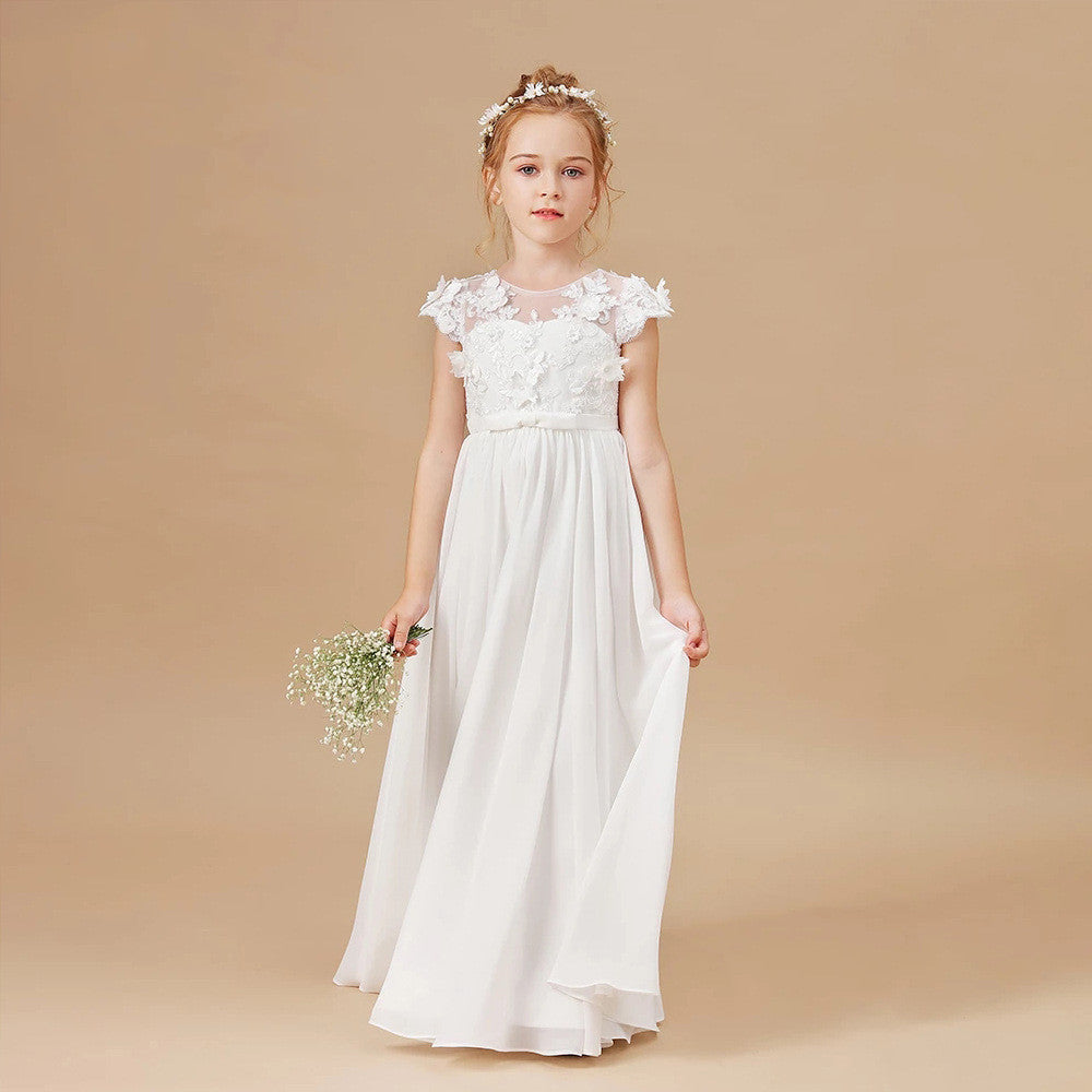 Kids Dress Ladies White Flower Girl Wedding - TryKid