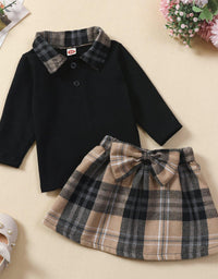Ins New Children's Clothing Long-sleeved Shirt Plaid Skirt Suit - TryKid
