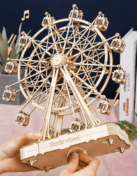 Robotime DIY Wooden Rotatable Ferris Wheel Model With Playing Music Toys For Children Birthday TGN01 - TryKid
