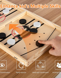 Fast Sling Puck Game,Wooden Hockey Game,Super Foosball Table,Desktop Battle Parent-Child Interaction Winner Slingshot Game,Adults And Kids Family Game Toys - TryKid
