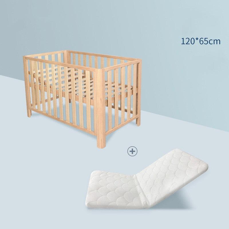 Pine Crib Solid Wood Splicing Unpainted Mobile Multifunctional Lengthened Adjustable Children's Bed - TryKid