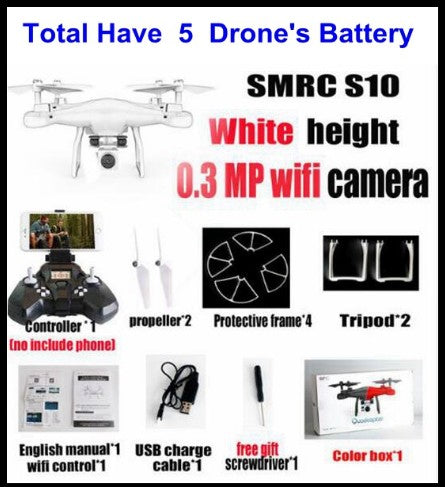 Sales Promotion WiFi 2MP Camera With S10 SMRC FPV Quadcopter Drone Helicopter UAV Micro Remote Control Toy RACER KIT Aircraft - TryKid