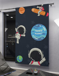 Space Adventure Window Curtain (1 Piece) - Astronauts, Stars, and Rocket Ship Fun for Kids' Bedroom Decor
