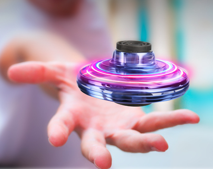 Mini Fingertip Gyro Interactive Decompression Toy Drone LED UFO Type Flying Helicopter Spinner Toy Kids - TryKid