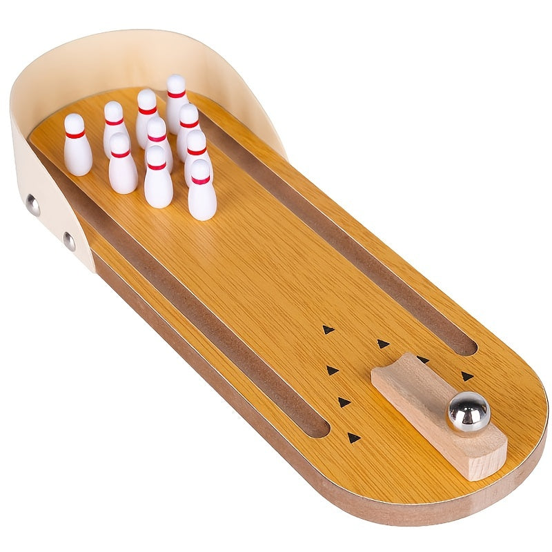 Table Top Mini Bowling Game Set-Tabletop Wooden Board Mini Arcade Desktop Tiny Bowling Shooting Alley Office Desk Stress Relief Gadgets Small Finger Toys Gag Gifts For MenWomen Kids Teens Boys - TryKid