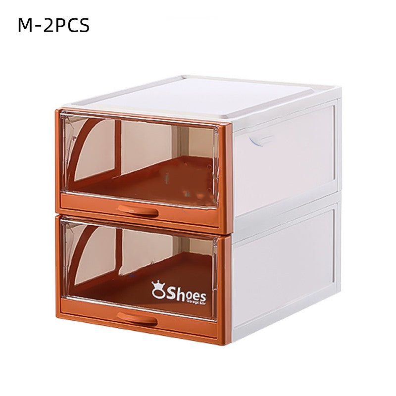 Transparent Box Stackable Drawer Storage Shoe Rack - TryKid