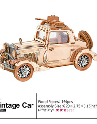 Robotime Rolife Vintage Car Model 3D Wooden Puzzle Toys For Chilidren Kids - TryKid

