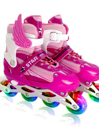 New Boy Girl Children Inline Skates Adjustable Size Flashing Roller Skating Boots for Kids - TryKid
