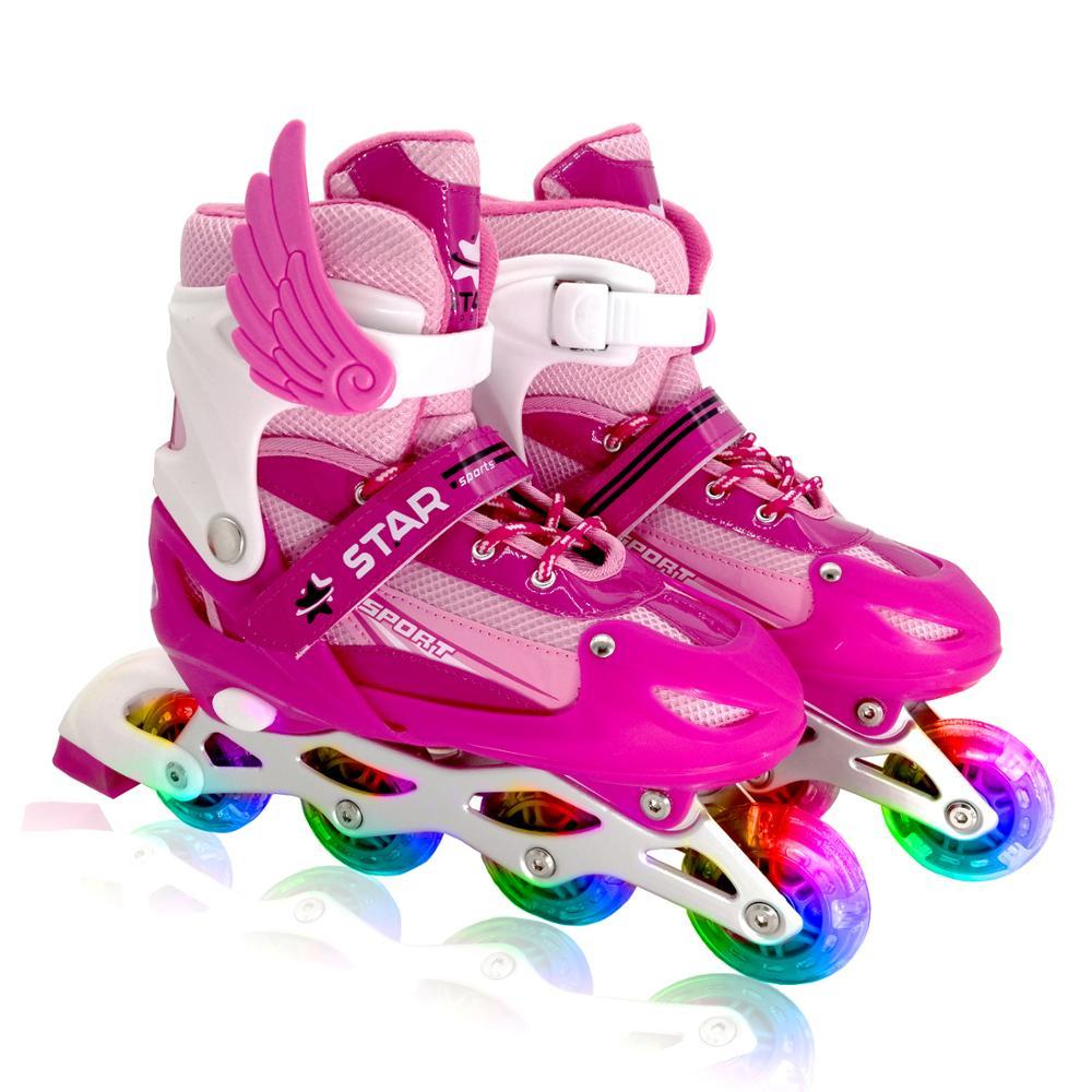 New Boy Girl Children Inline Skates Adjustable Size Flashing Roller Skating Boots for Kids - TryKid