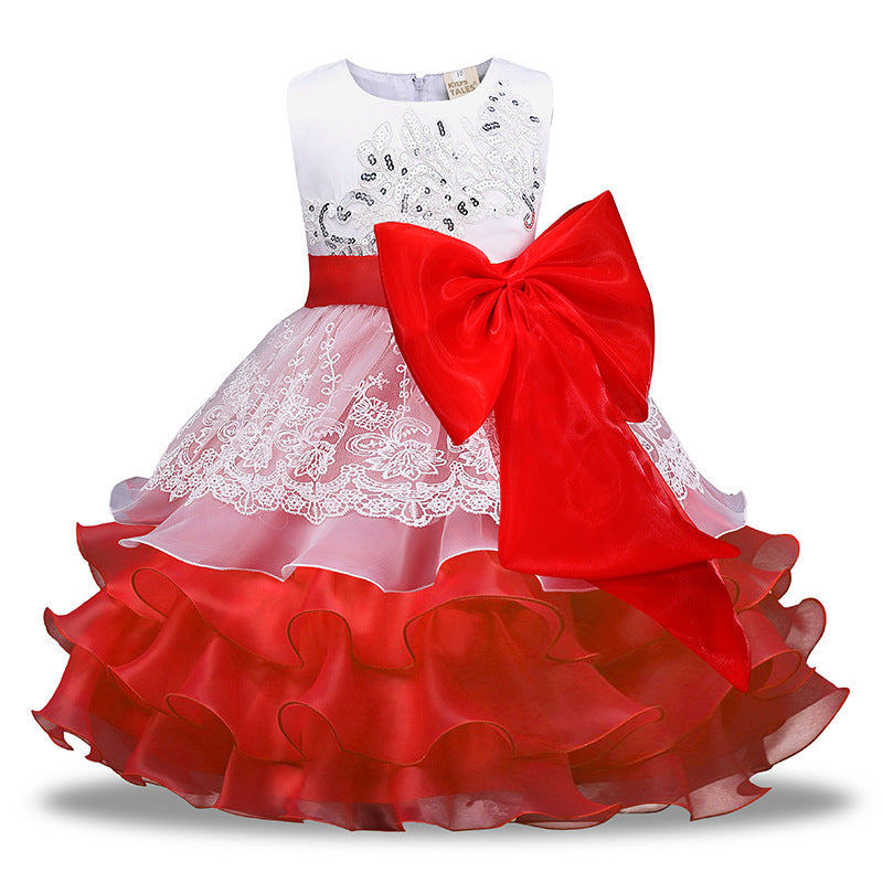 Girls' Sequined Dress Bow Kids Skirt - TryKid