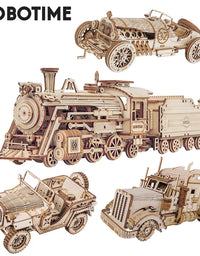 Robotime ROKR Train Model 3D Wooden Puzzle Toy Assembly Locomotive Model Building Kits for Children Kids Birthday Christmas Gift - TryKid
