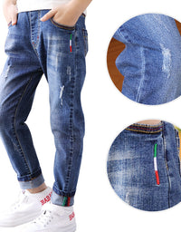 Boys' denim trousers, new style, big children's trousers, spring and autumn children's trousers - TryKid
