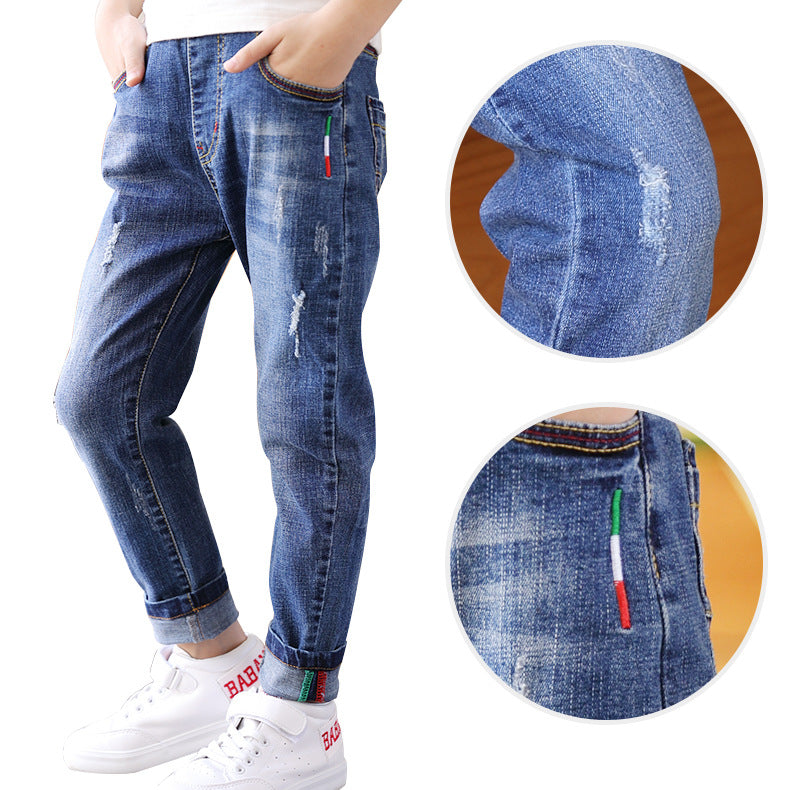 Boys' denim trousers, new style, big children's trousers, spring and autumn children's trousers - TryKid