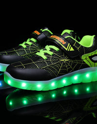 Size 26-37 Kids Led USB Recharge Glowing Shoes Children's Hook Loop - TryKid
