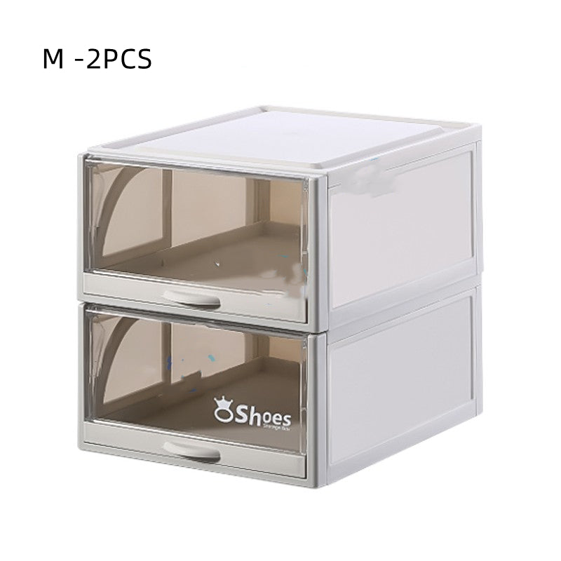 Transparent Box Stackable Drawer Storage Shoe Rack - TryKid