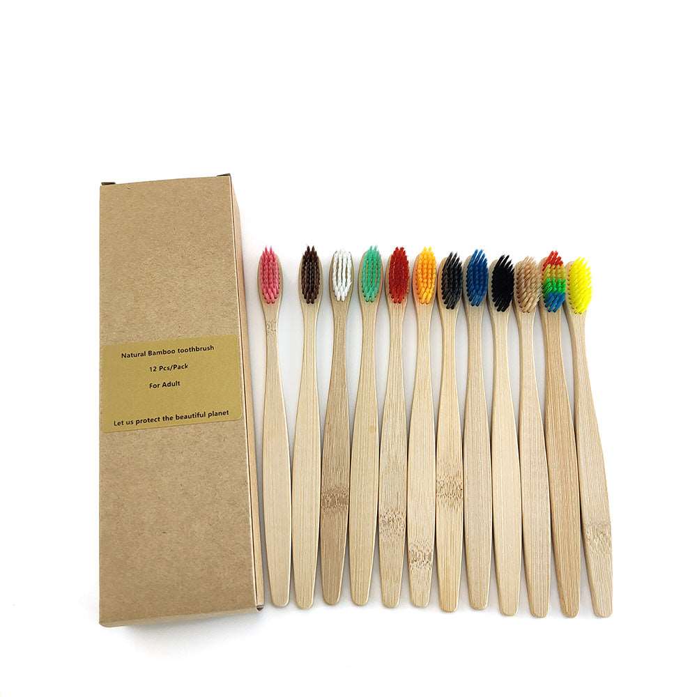 12 Bamboo charcoal environmentally friendly toothbrushes