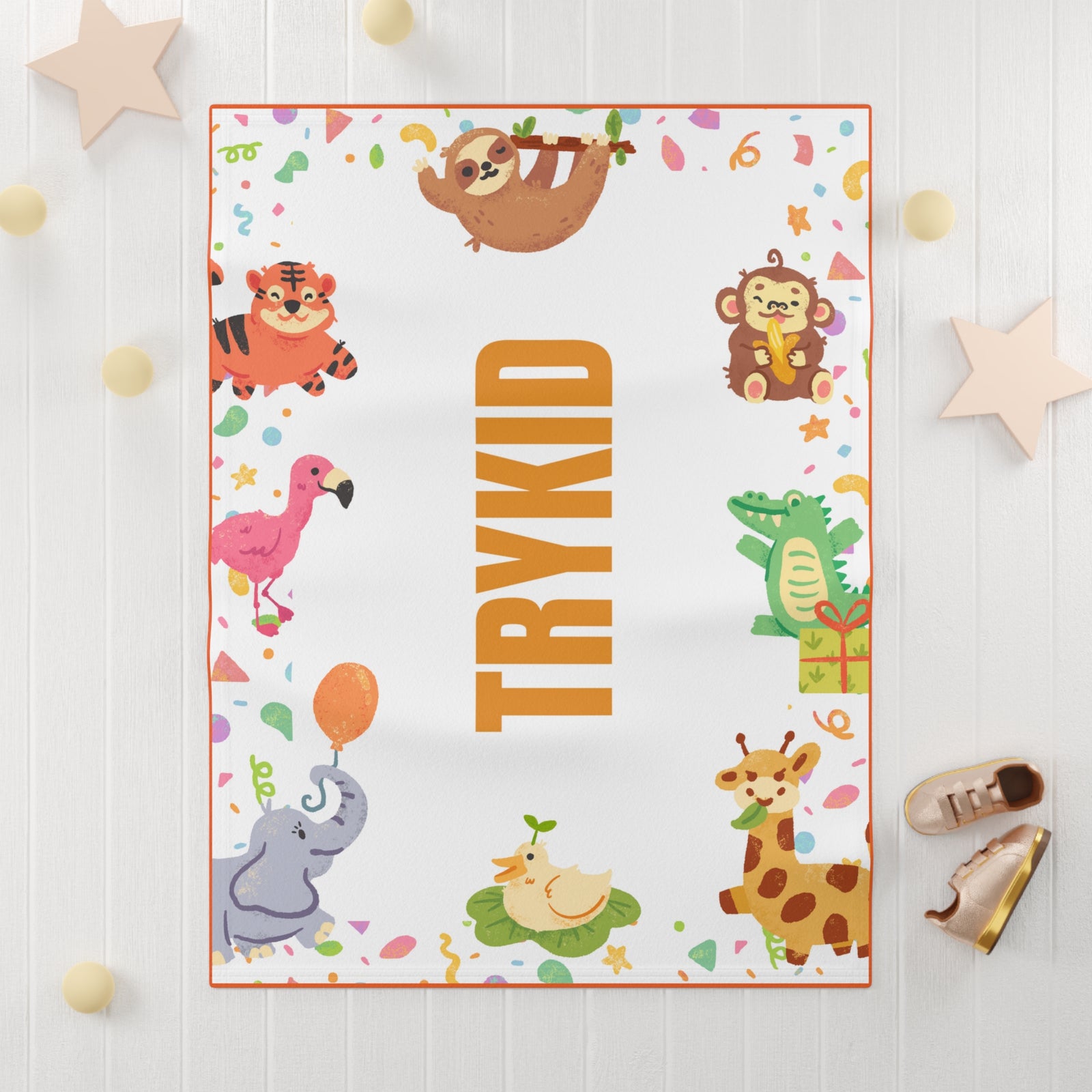 Cozy Comfort: Soft Fleece Baby Blanket Featuring the Adorable TryKid Logo - Perfect for Snuggles and Sweet Moments