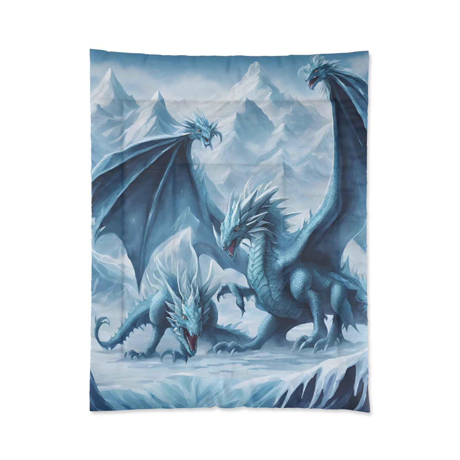 Frosty Fantasy: Ice Dragon, Snow, and Epic Battle Kids' Comforter - Transform the Bedroom into a Winter Wonderland!
