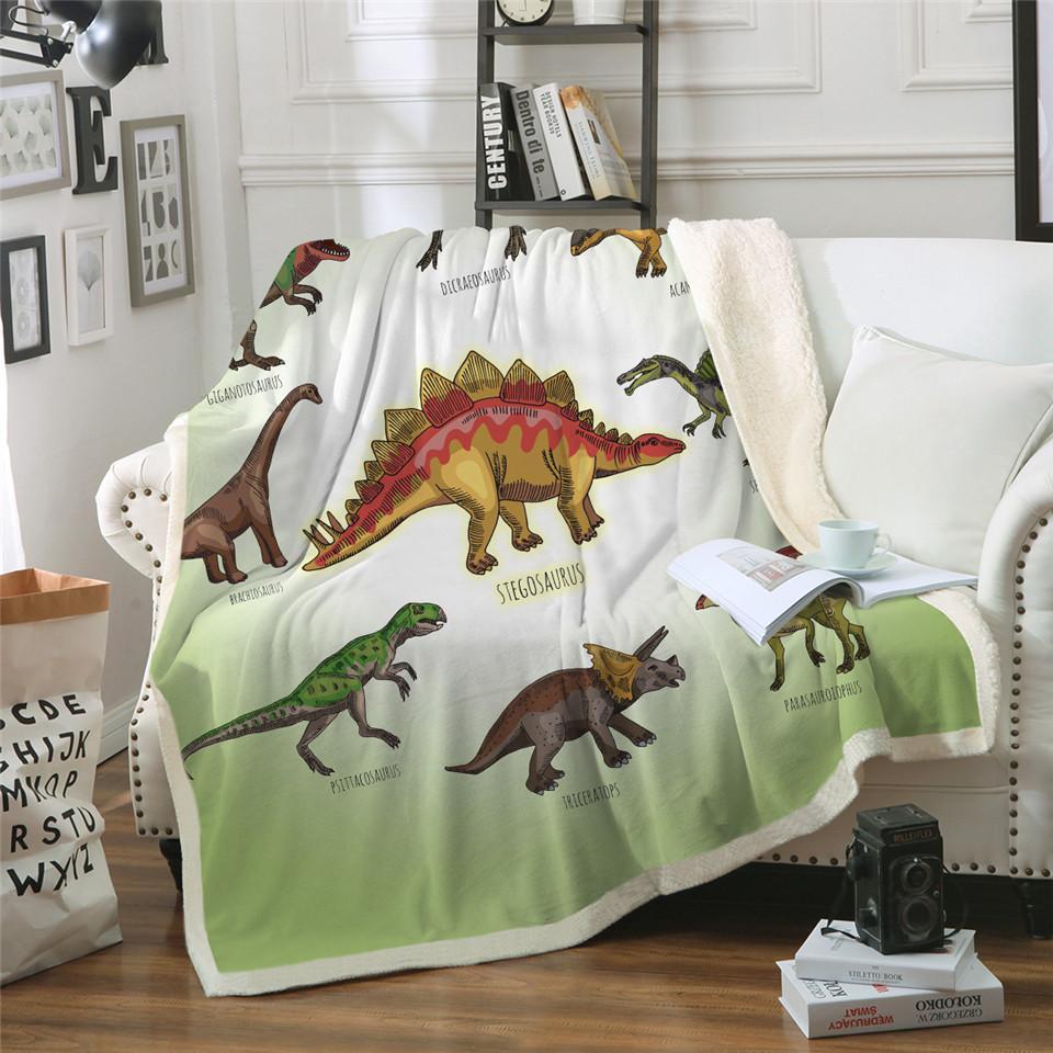 Kids Children Dinosaur Fluffy Soft Cotton Blanket Jurassic Cartoon Boys Girl Throw Blankets For Beds Home Textile Bedding Outlet - TryKid