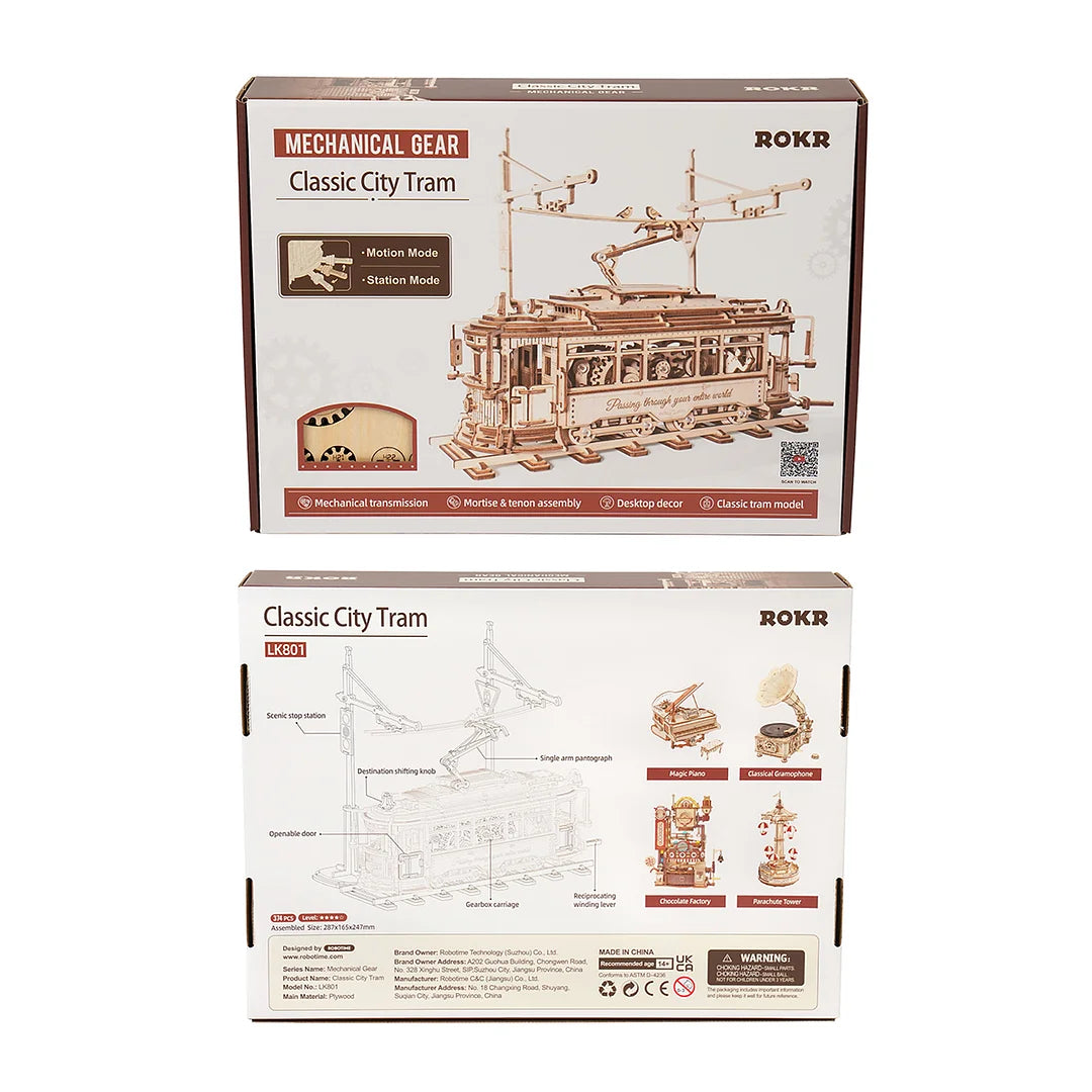 Rokr Classic City Tram 3D Wooden Puzzle LK801 Building Toys Jigsaw For Xmas Gift - TryKid