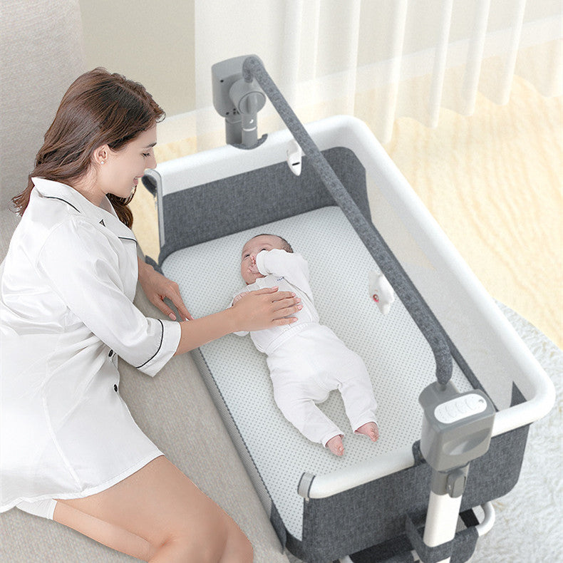 Portable Baby Bed Electric Bassinet Splicing Bed Foldable Newborn Baby Bedside Bed Baby Bed - TryKid