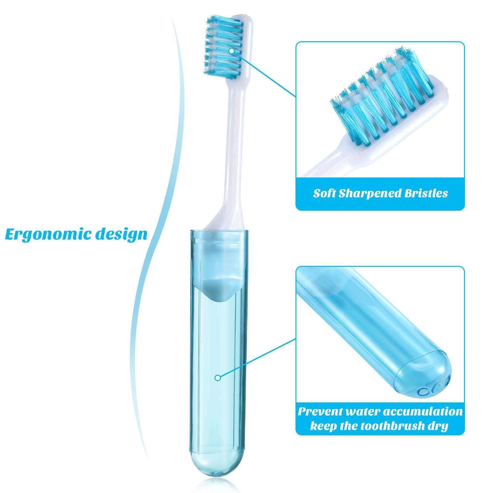 6 Portable Folding Colorful Soft Bristle Travel Toothbrushes