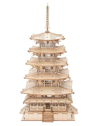 Robotime Five-storied Pagoda 3D Wooden Puzzle Toys For Children Kids Birthday Christmas Gift Home Decoration TGN02 Dropshipping - TryKid
