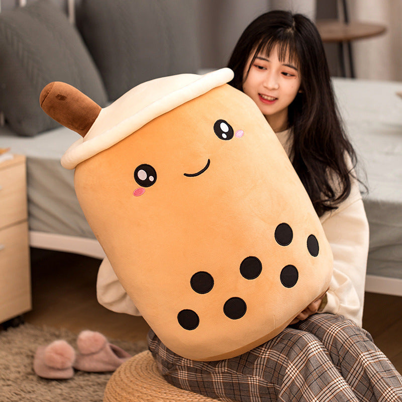 Cute Fruit Drink Plush Stuffed Soft Strawberry Milk Tea Plush Boba Tea Cup Toy Bubble Tea Pillow Cushion Kids Gift - TryKid