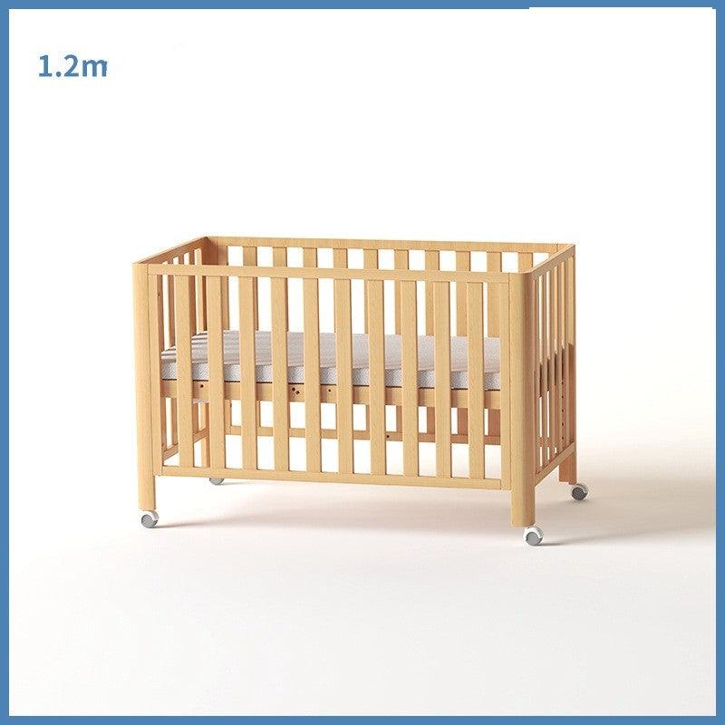 Pine Crib Solid Wood Splicing Unpainted Mobile Multifunctional Lengthened Adjustable Children's Bed - TryKid