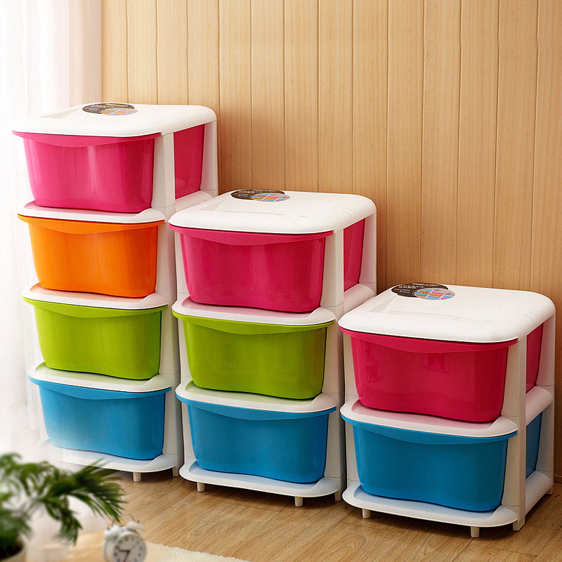 2 layer Candy color storage drawer cabinet, plastic finishing cabinet, drawer, wardrobe, underwear, socks, lockers - TryKid