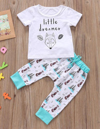 Newborn Baby Clothes Set T-shirt Tops+Pants Little Boys and Girls Outfits - TryKid
