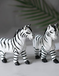 Handmade Wood Carving Black And White Zebra Desktop Props Small Ornaments
