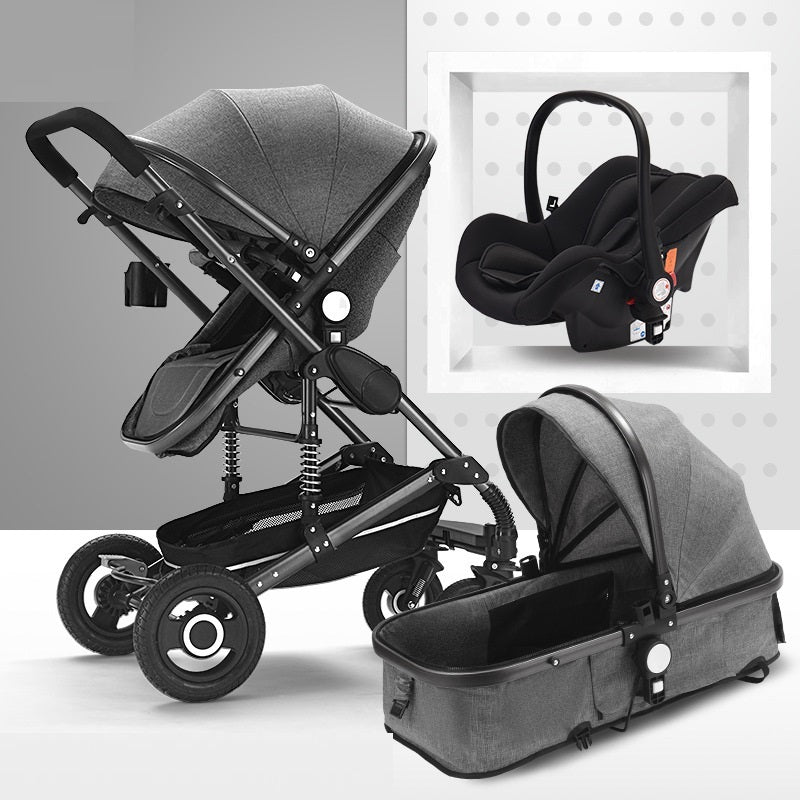 Sitting And Lying Portable Folding High-landscape Shock-absorbing Two-way Stroller For Newborn Babies - TryKid