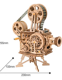 Hand Crank Projector Classic Film Vitascope 3D Wooden Puzzle Model Building Toys for Children - TryKid
