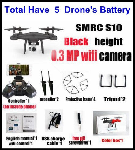 Sales Promotion WiFi 2MP Camera With S10 SMRC FPV Quadcopter Drone Helicopter UAV Micro Remote Control Toy RACER KIT Aircraft - TryKid