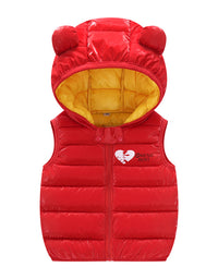 Children Warm Down Vest Autumn Baby Boys Girls Sleeveless Waistcoat Kids Outerwear Vests Children Hooded Jackets - TryKid
